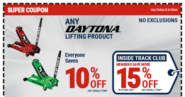 Everyone Saves 10% off any DAYTONA Lift - Inside Track Members Save 15%