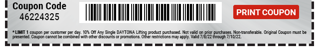 Everyone Saves 10% off any DAYTONA Lift - Inside Track Members Save 15% - Print Coupon