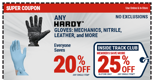 Everyone Saves 20% off any HARDY gloves - Inside Track Members Save 25%