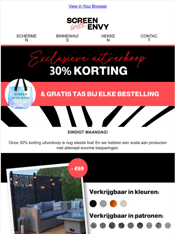 EINDIGT MAANDAG! 30% korting op onze hele website!