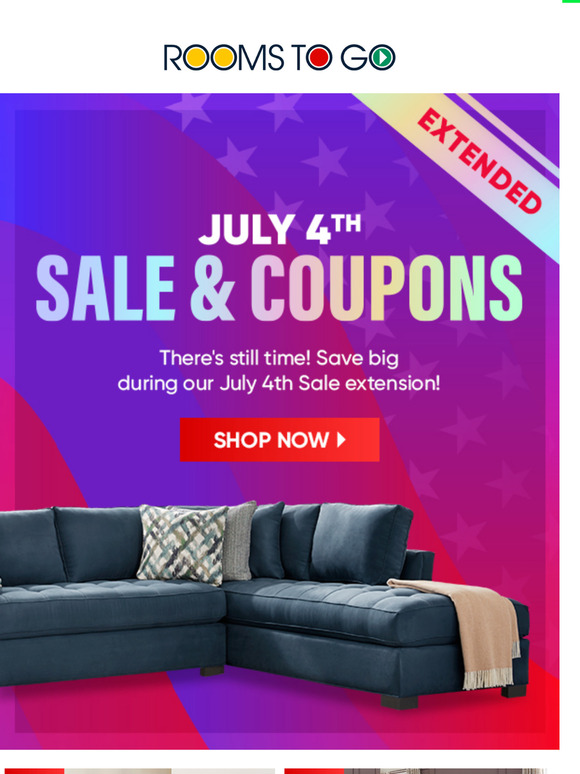 Rooms To Go There's still time to celebrate! Shop now! Milled