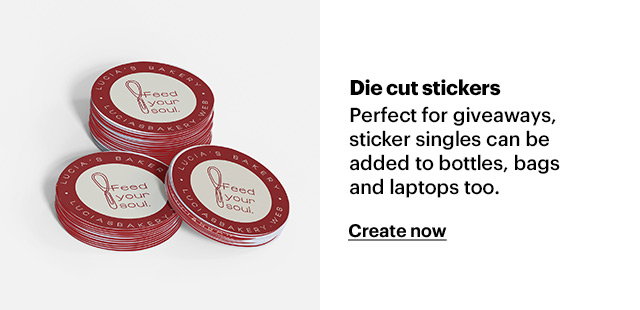 Shop Die Cut Stickers - Perfect for giveaways, sticker singles can be added to bottles, bags and laptops too.