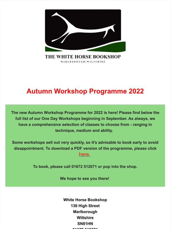 Autumn Workshop Programme 2022