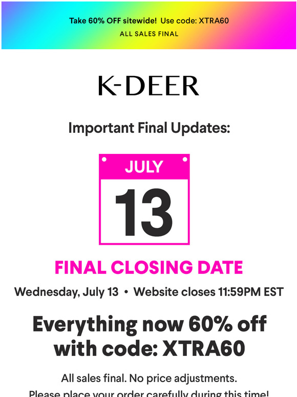 🦋 Closing this Wednesday 🦋