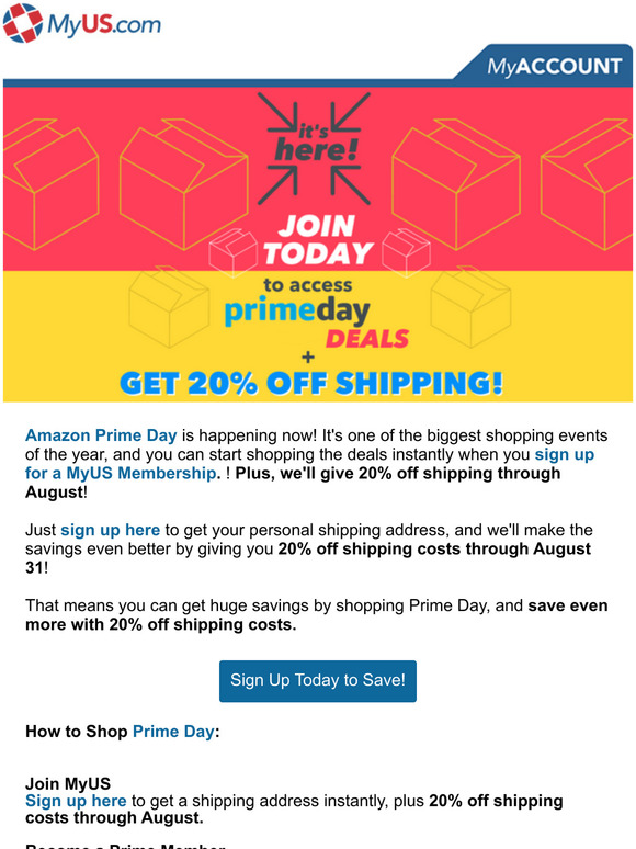 Happening Now! Join to Access Prime Day + Get 20% Off Shipping