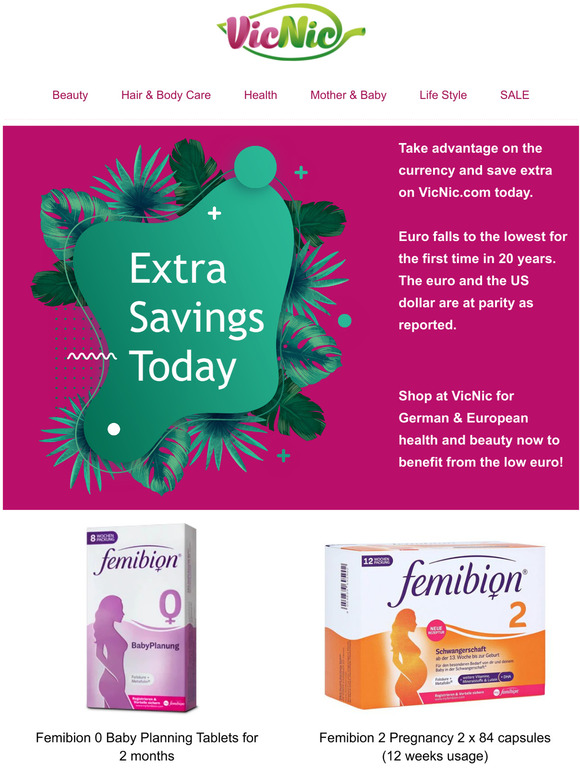 Extra Savings from the new low of euro - VicNic.com Health & Beauty