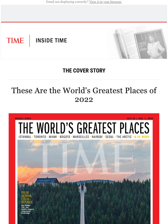 TIME Magazine The cover story The World's Greatest Places of 2022