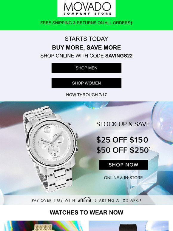 Movado Company Store: Up to $50 off 