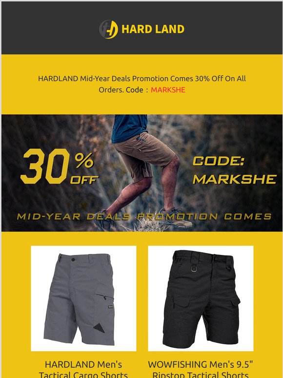 HARDLAND Mid-Year Deals Promotion Comes 30% Off On All Orders