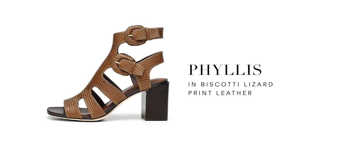 PHYLLIS in Biscotti Lizard Print Leather