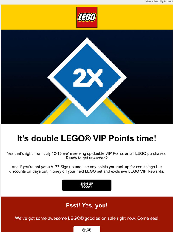 LEGO Shop Ready for double LEGO® VIP Points? Milled