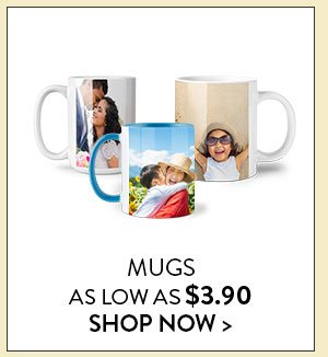 Mugs as low as $3.90 | Shop Now>;