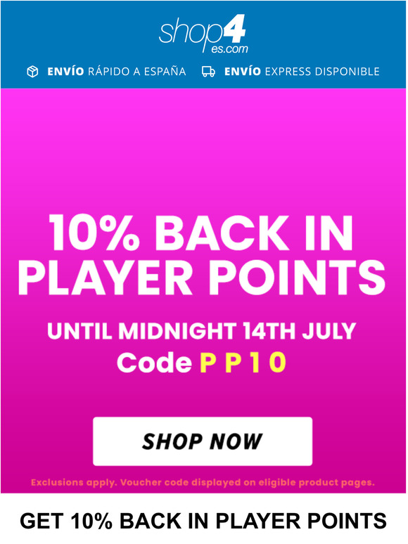 🎁 10% BACK IN PLAYER POINTS!