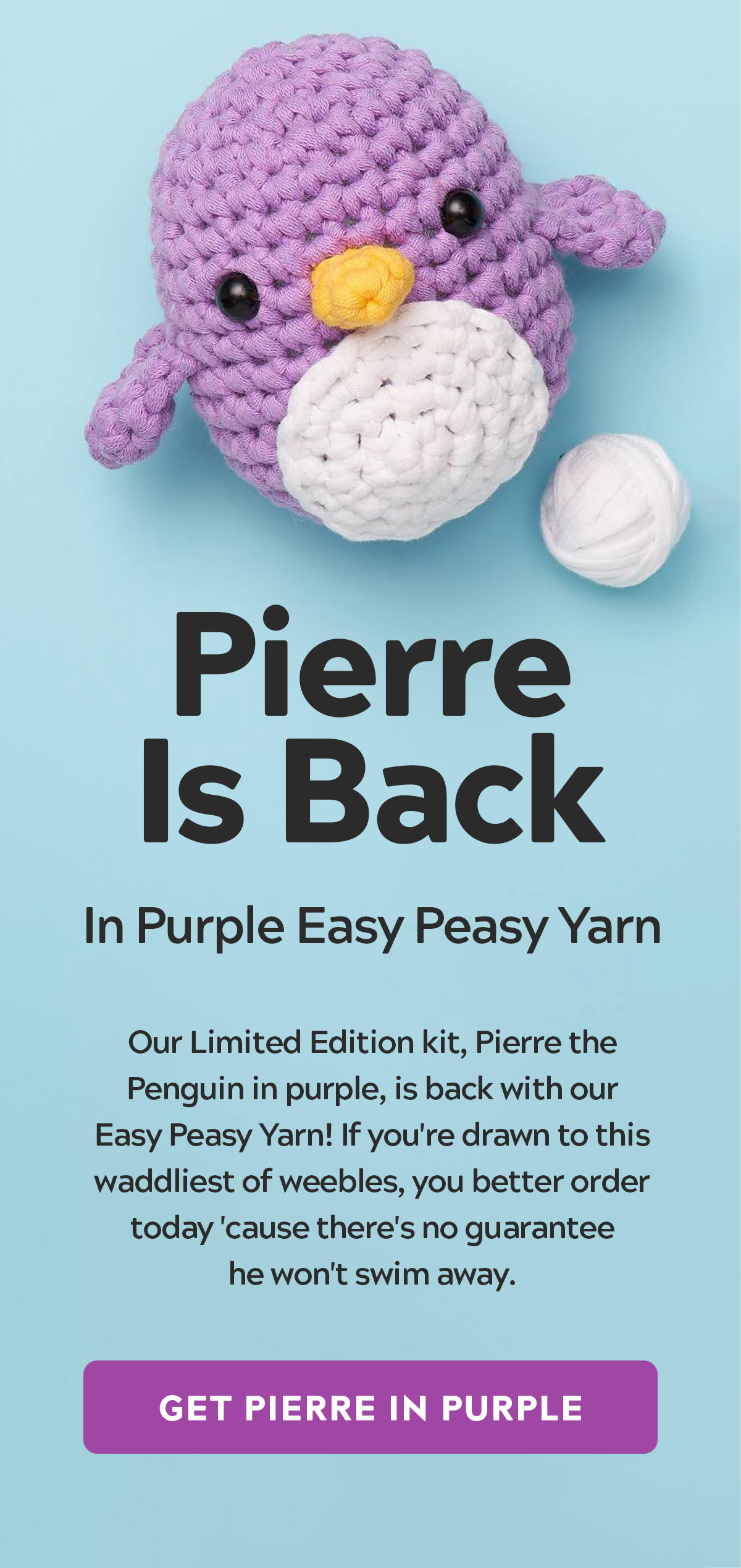 The Woobles Restock Alert Pierre is back...in purple 🐧 Milled