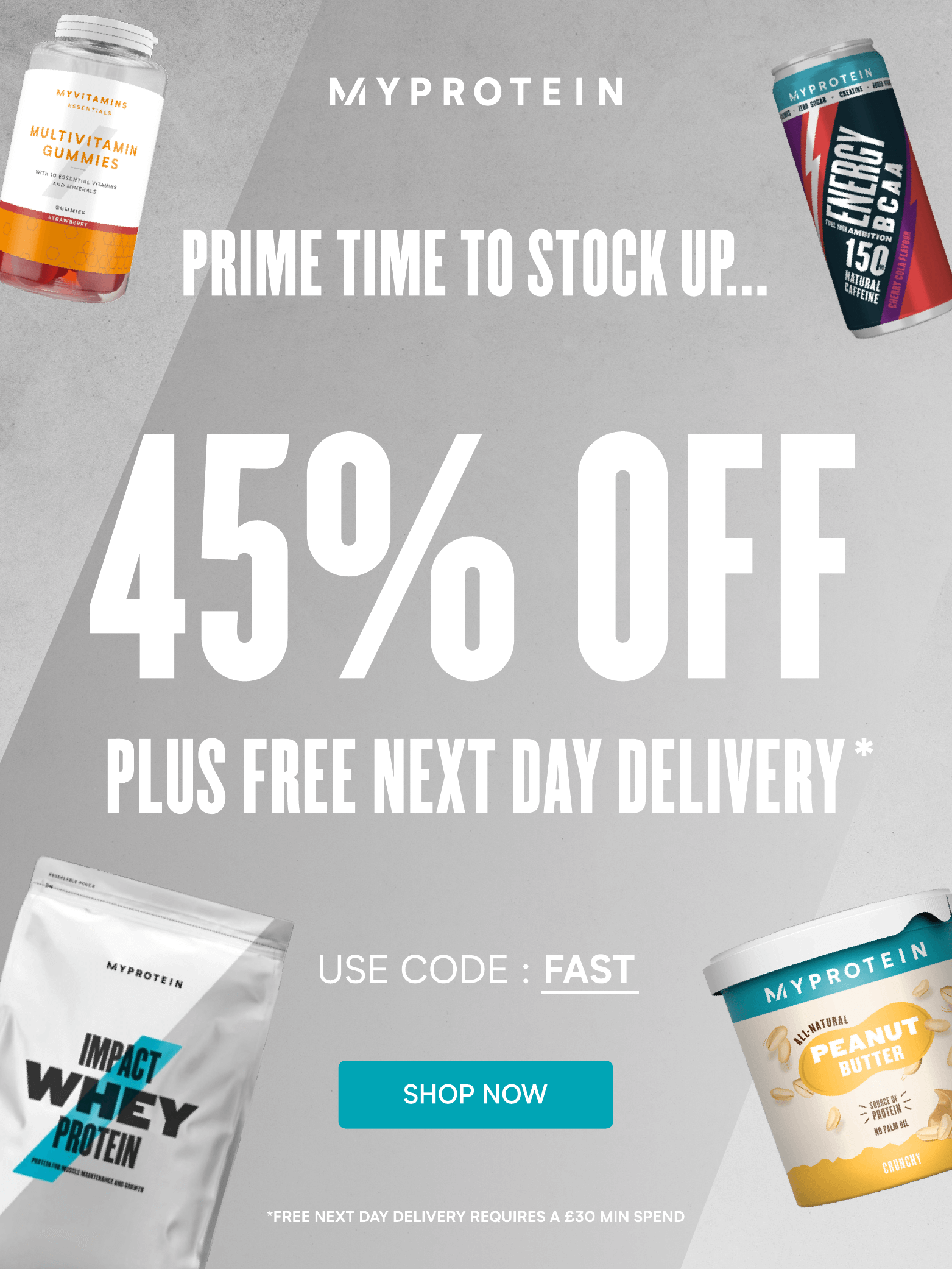 45% off almost everything + FREE delivery