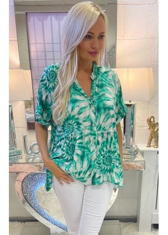 Green Swirl Tie Dye Blouse