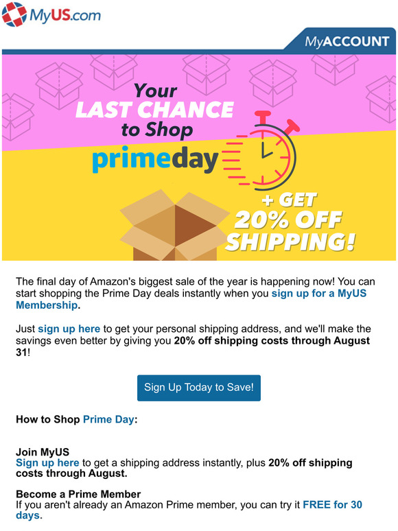 There's Still Time! Join to Access Prime Day + Get 20% Off Shipping