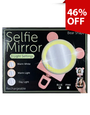 Bear Shaped Phone Ring Light with Mirror in 2 Assorted Colors