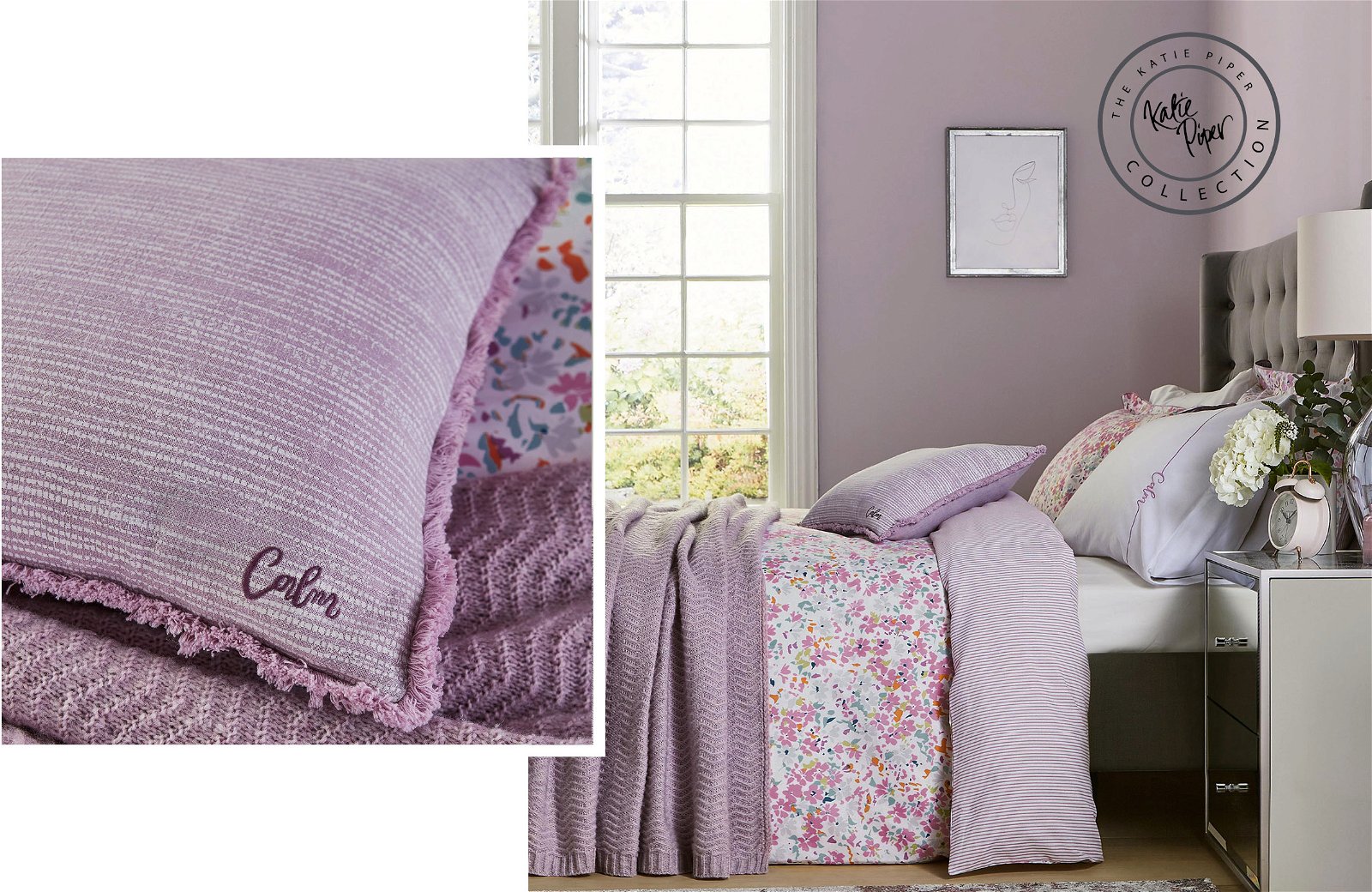 Katie Piper Calm Daisy Bedding in Pink/Lilac