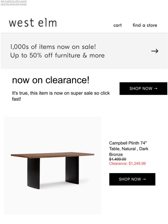 Pottery Barn: OFFICIALLY ON CLEARANCE! Our Campbell Plinth Dining Table ...