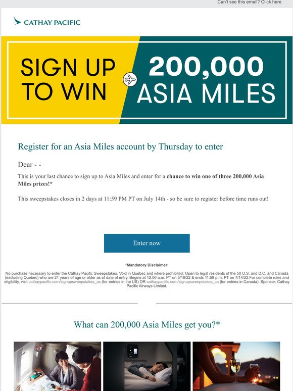 FINAL 48 HOURS - enter to win 200,000 Asia Miles