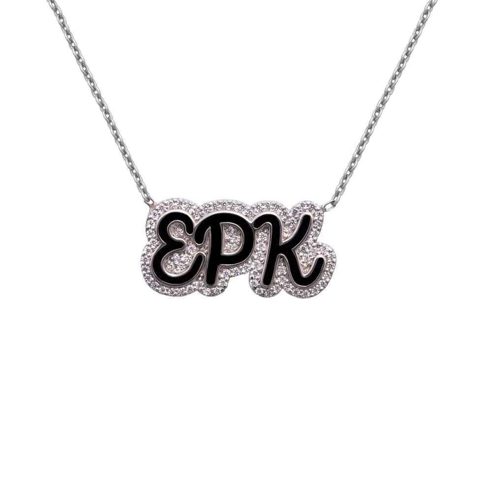 Image of PAVE OUTLINE ENAMEL NECKLACE
