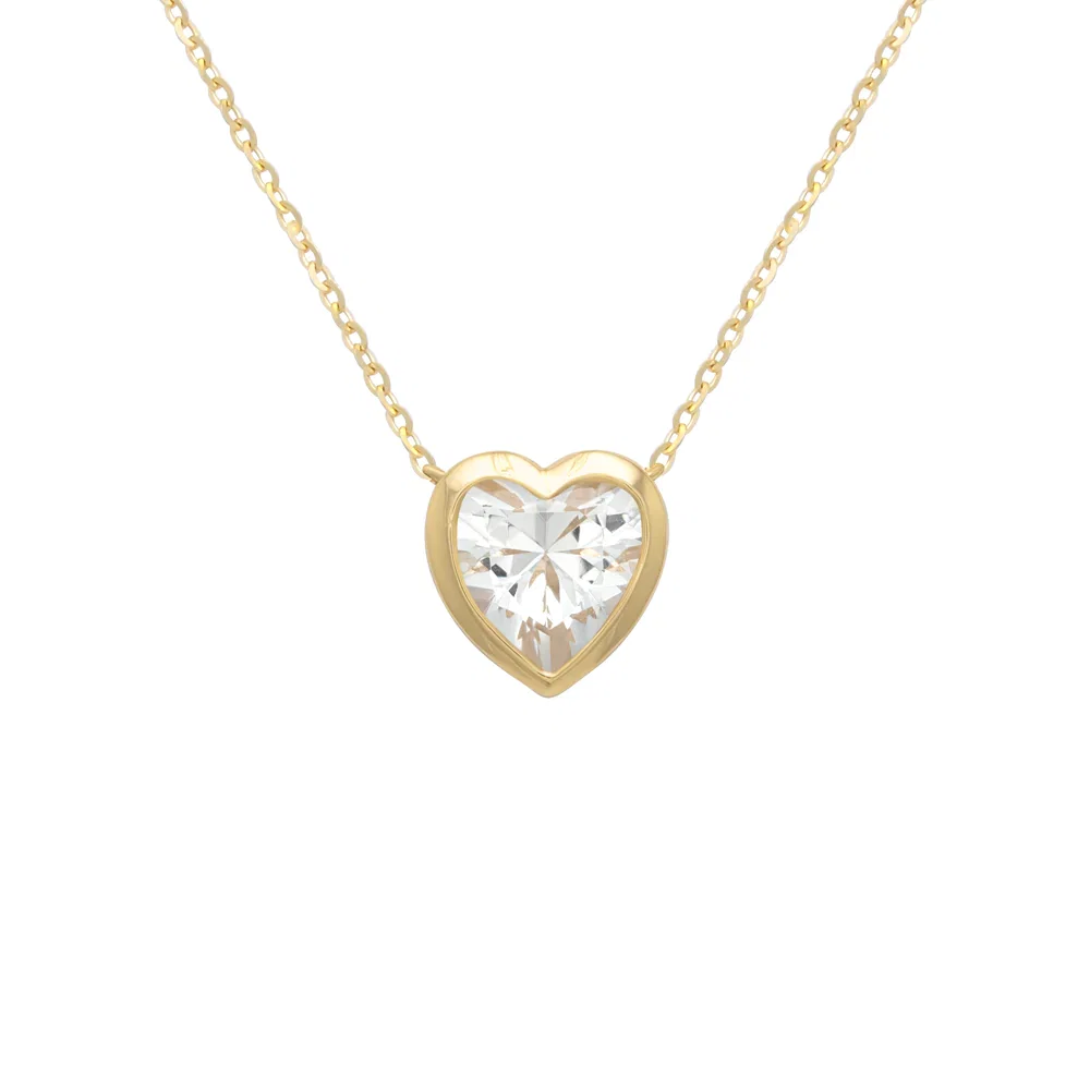 Image of 14K BEZEL HEART TOPAZ NECKLACE