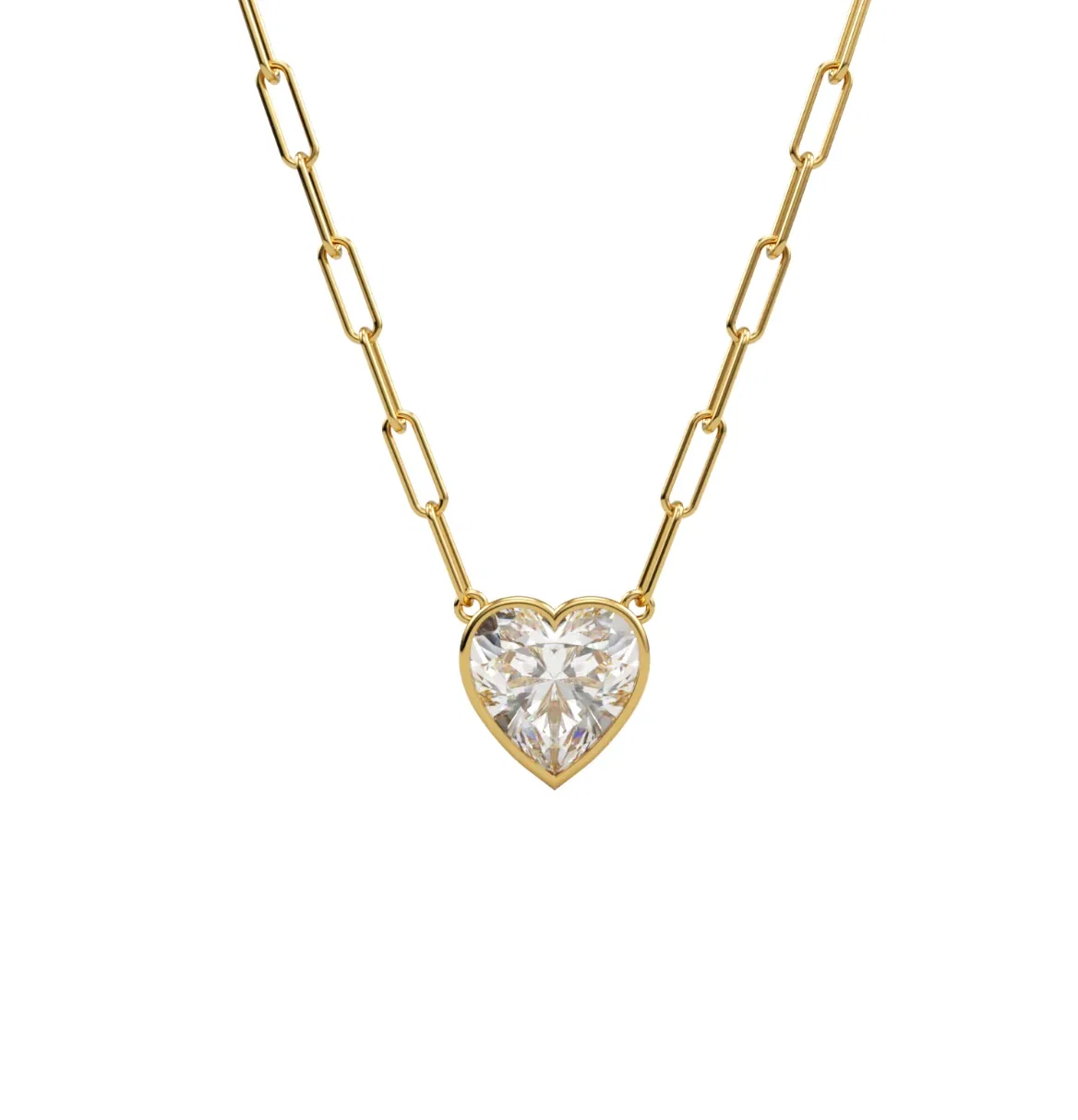 Image of BEZEL HEART ON A PAPERCLIP CHAIN