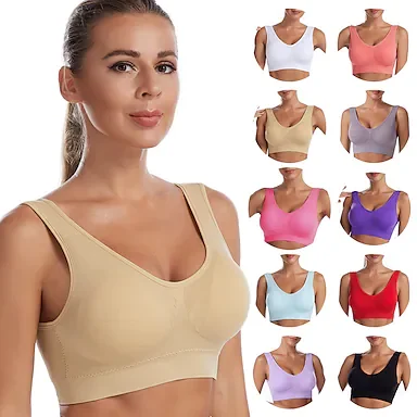 Women‘s Shockproof Sports Bra Light Support Plus Size Bralette Removable Pad Nylon Spandex Yoga Fitness Gym Workout 10 Colors Breathable Lightweight Soft Padded