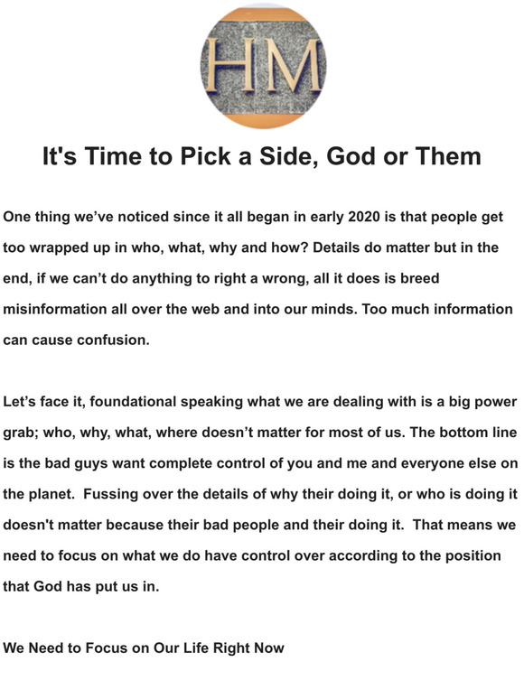 It's Time to Pick a Side, God or Them