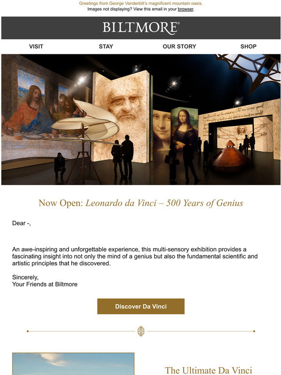 Biltmore Estate: Now Open: Leonardo da Vinci – 500 Years of Genius | Milled