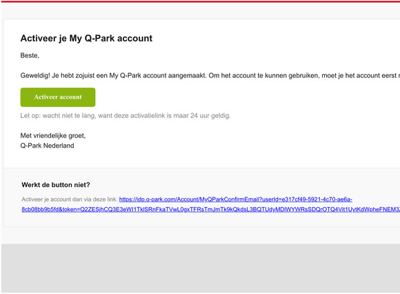 Activeer je My Q-Park account