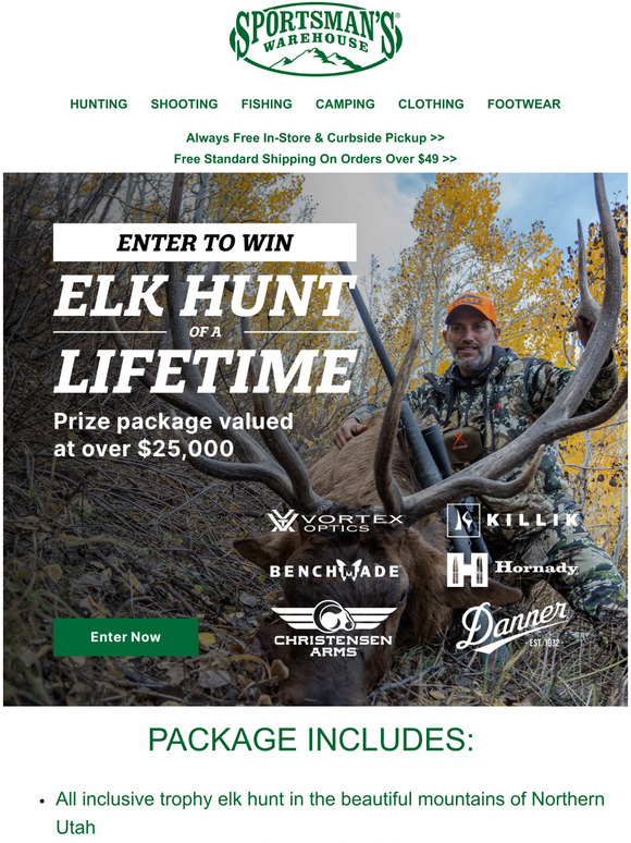 Sportsman's Warehouse Enter to win the Elk Hunt of a Lifetime! Milled