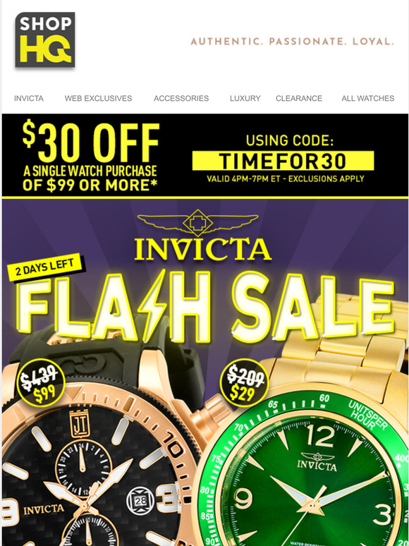 ShopHQ COUPON! Save 30 Off a Single Watch Purchase 99+ Milled