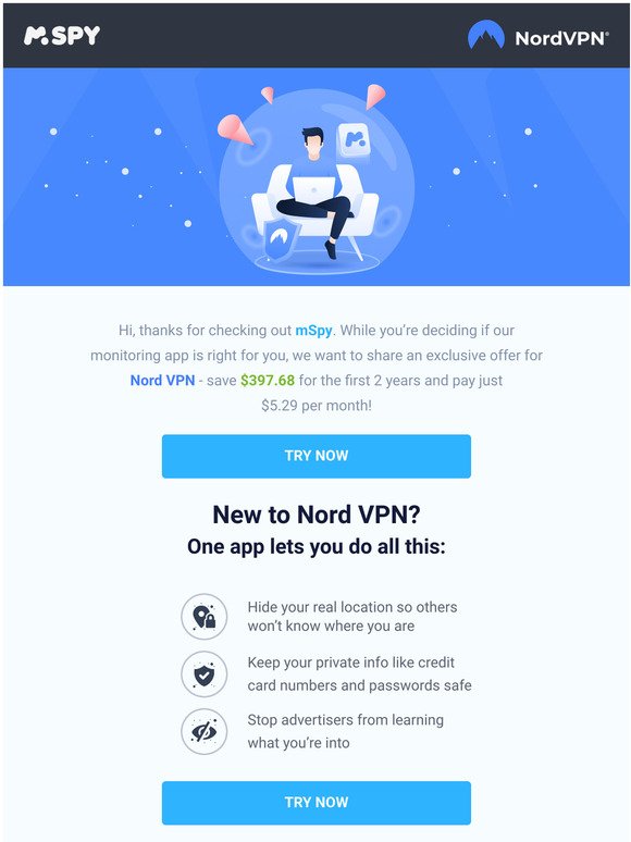 Get a special deal from Nord VPN and mSpy.