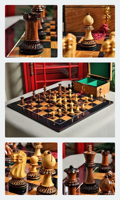 The Burnt Golden Rosewood Grandmaster Series Chess Pieces