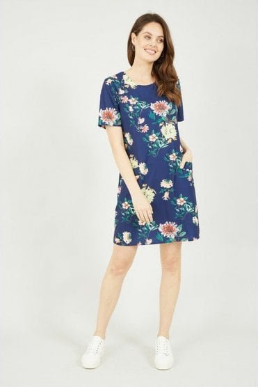Navy Oriental Blossom Print Tunic