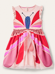 Robe en tulle motif papillon - Papillon rose Provence poudré