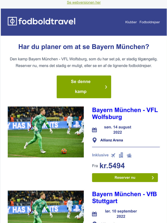Nu stadig tilgængelig: Bayern München - VFL Wolfsburg