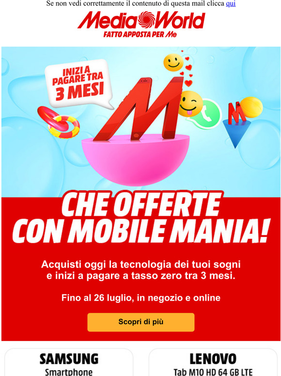 Con MOBILE MANIA inizi a pagare tra 3 mesi! 😍