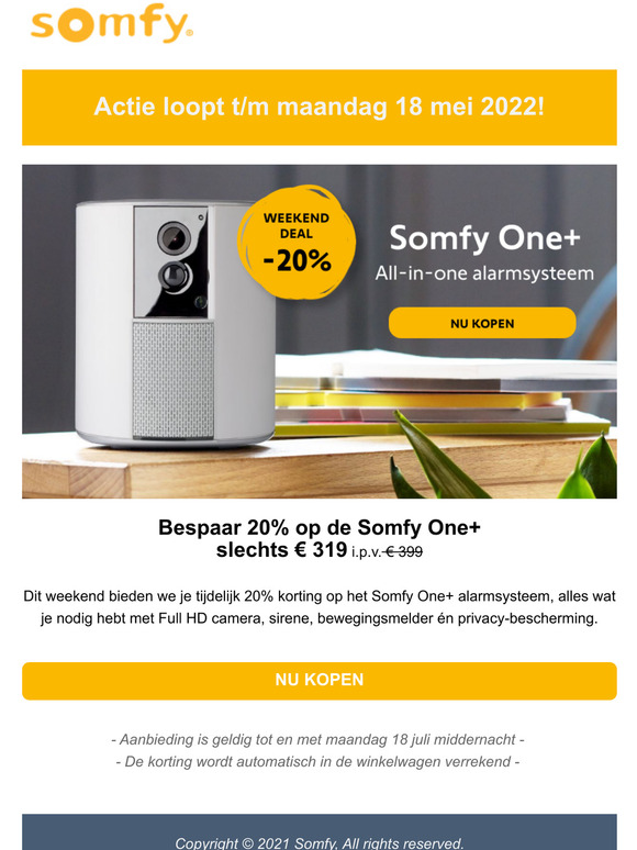 Nog 1 dag: 20% korting op de Somfy One+