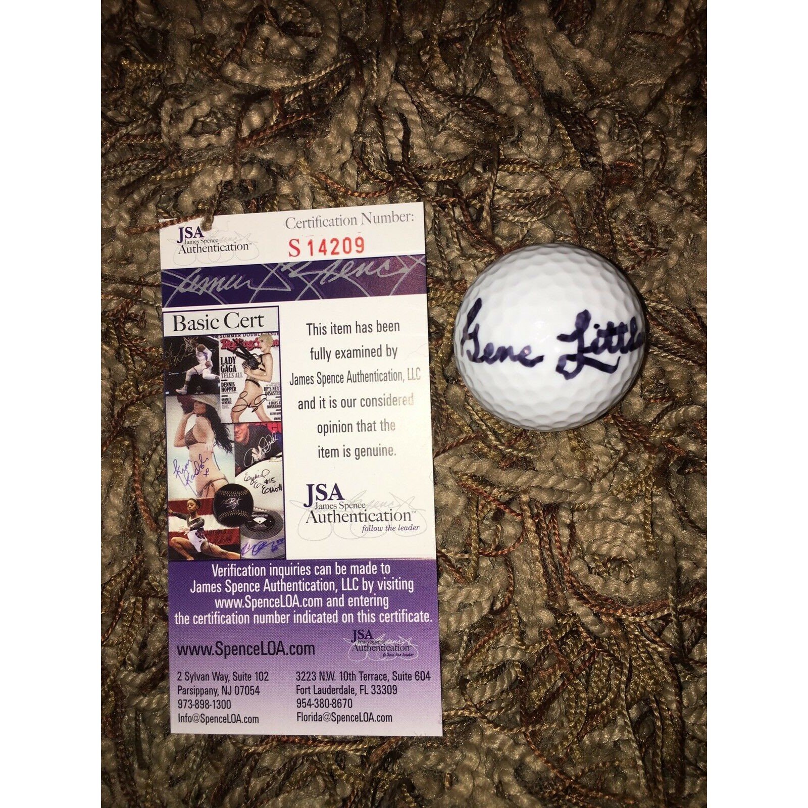 Gene Littler Autographed Signed Hall Of Fame Golf Ball JSA