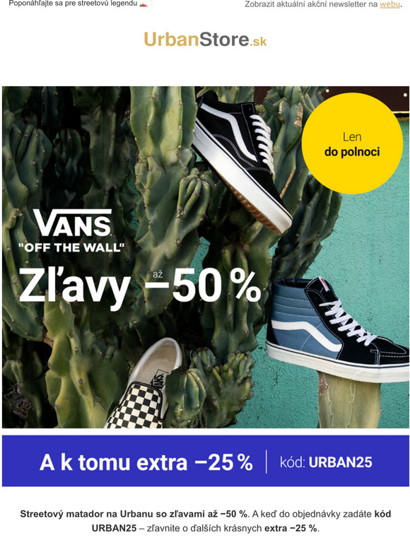 Vans so zľavami až −50 % | Extra −25 % k tomu