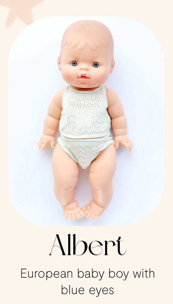 Paola Reina European Baby Boy Doll | Albert - Blue Eyesv