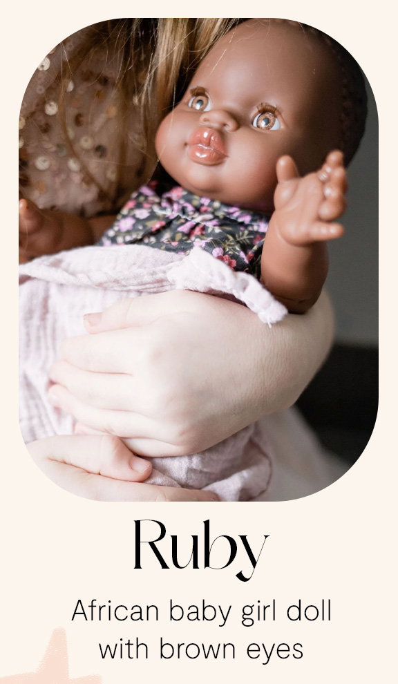 Paola Reina African Baby Girl Doll | Ruby - Brown Eyes