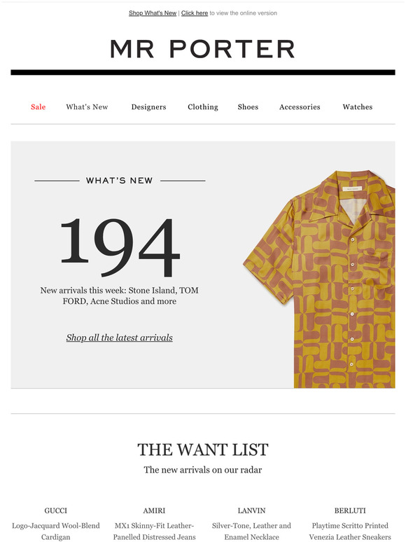 Mr Porter Email Newsletters Shop Sales, Discounts, and Coupon Codes