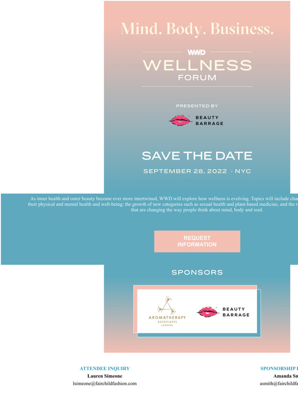 Women's Wear Daily SAVE THE DATE! WWD Wellness Forum, NYC, September