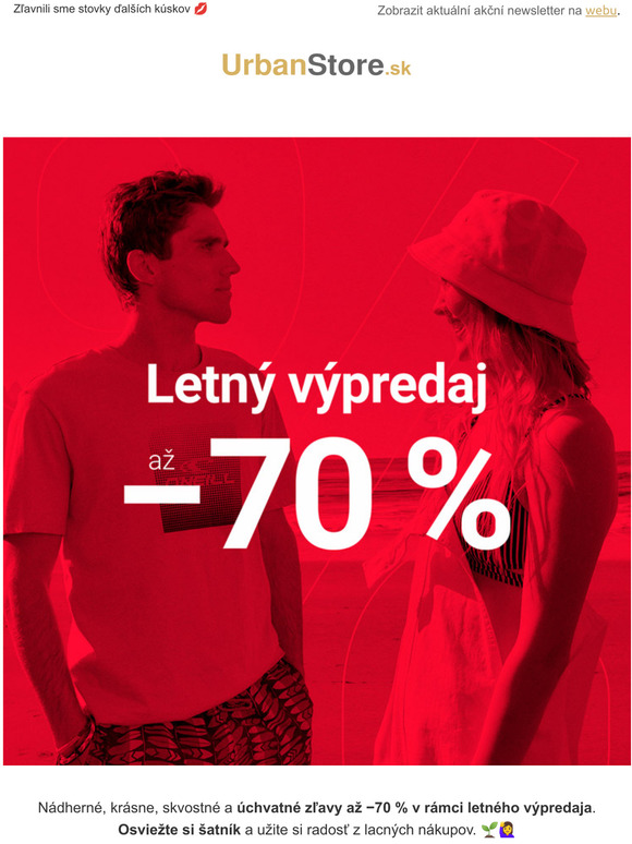 Letný výpredaj → Zľavy až −70 %