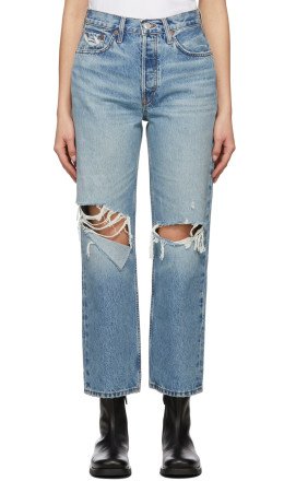 Re/Done - Blue Cropped 90's Low Slung Jeans