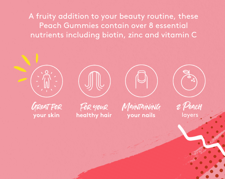 MyVitamins UK DE NEW Peach Hair, Skin & Nails Gummies 🍑 Milled